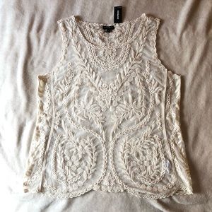 Express Cream Lace Top